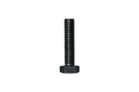 Black hex head bolt with fully threaded shaft, rugged construction, off-road hardware component.