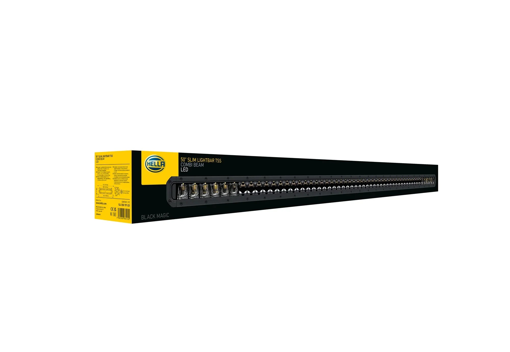 HELLA Black Magic Tough Slim Lightbar 50" — angled view of slim LED bar