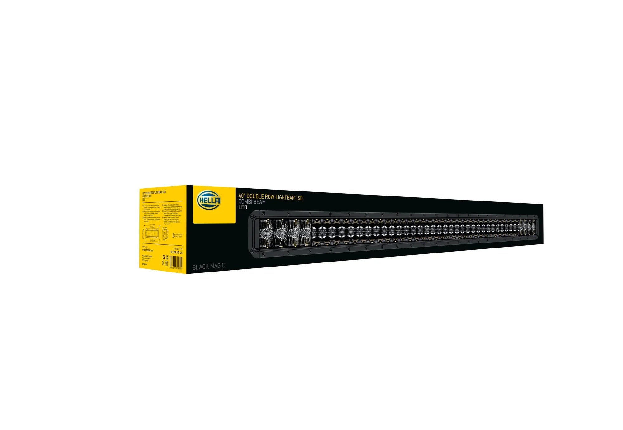 HELLA Black Magic Tough Double Row Lightbar 40" — retail packaging shot
