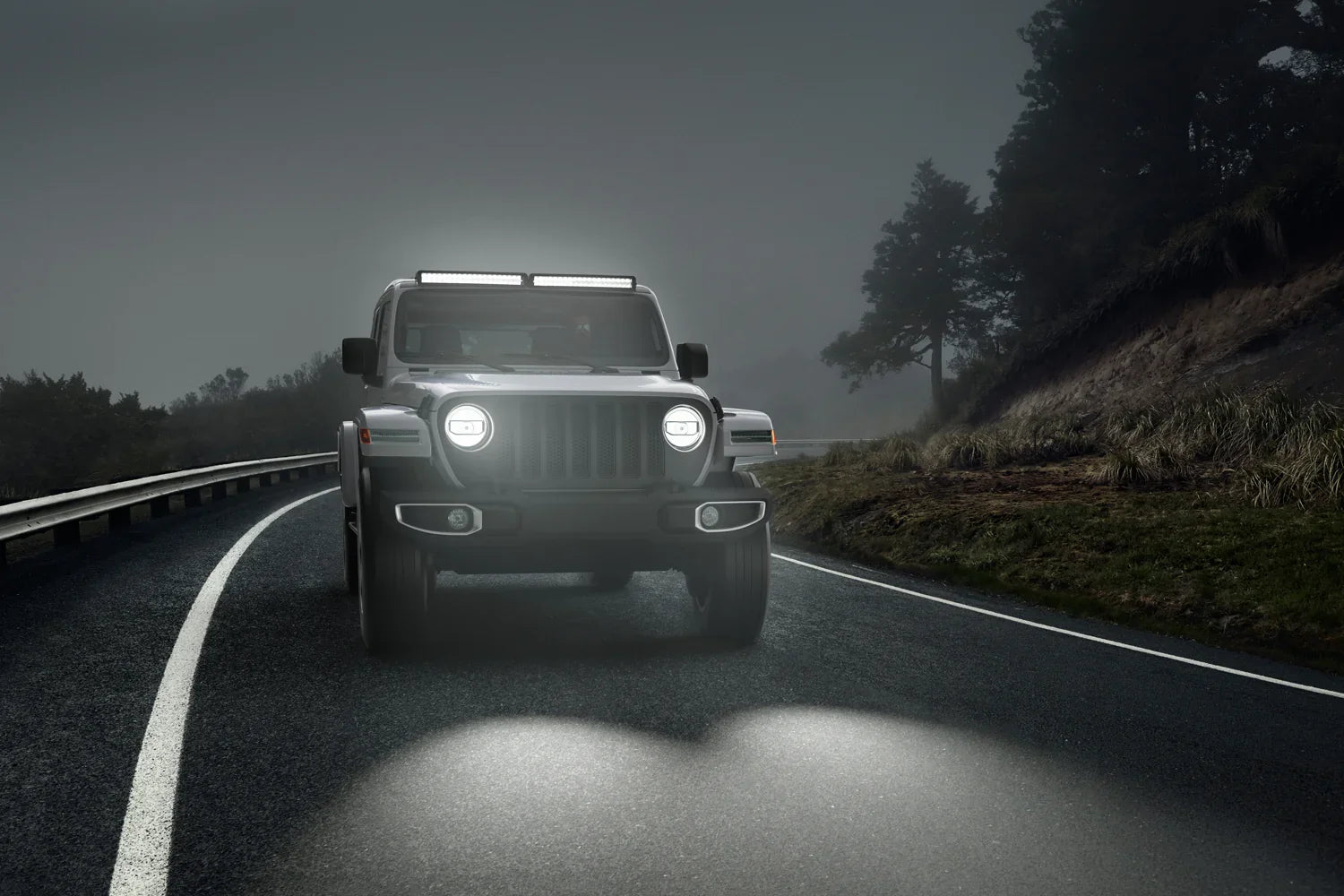 HELLA Black Magic Tough Double Row Lightbar 50" — truck roof-mounted off-road application