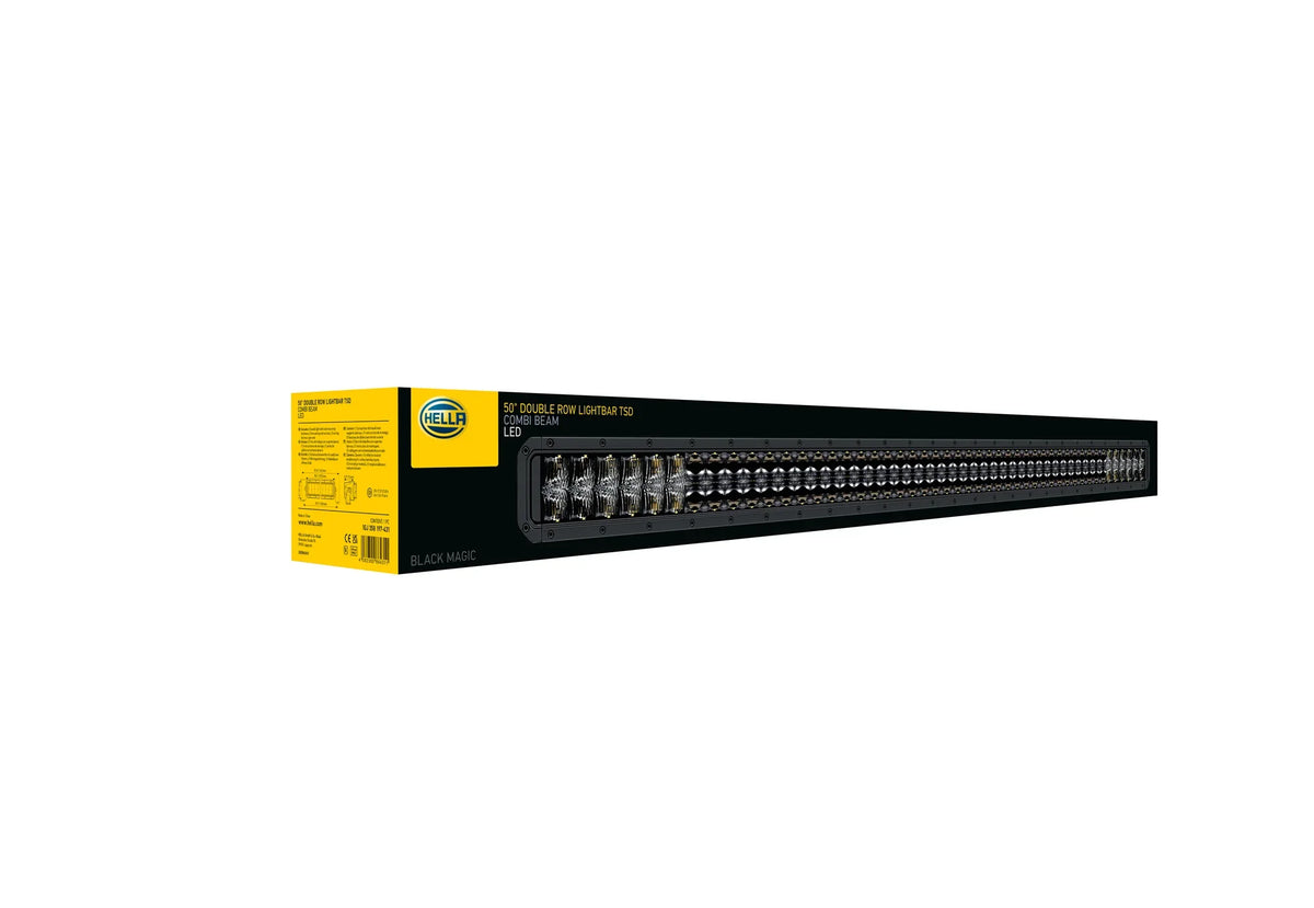 HELLA Black Magic Tough Double Row Lightbar 50" — angled product view of LED bar