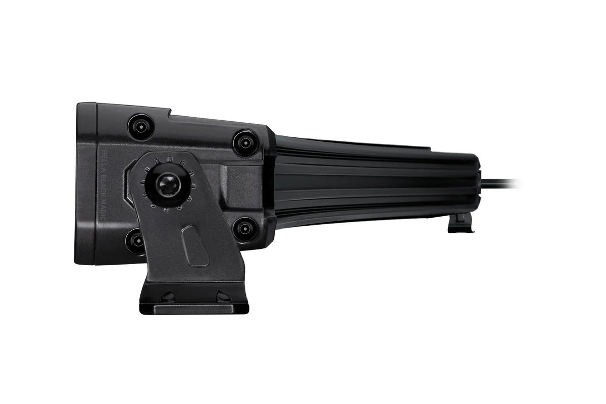 HELLA Black Magic Tough Slim Curved Lightbar 40" — left side view of slim curved housing