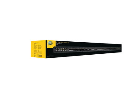 HELLA Black Magic Tough Slim Curved Lightbar 50" — retail packaging shot