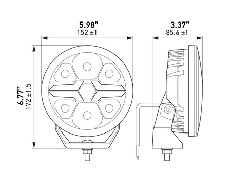 HELLA X-Treme Series LED Driving Lights technical diagram, X-shape position light, IP69K, auxiliary high-beam, rugged housing for off-road.