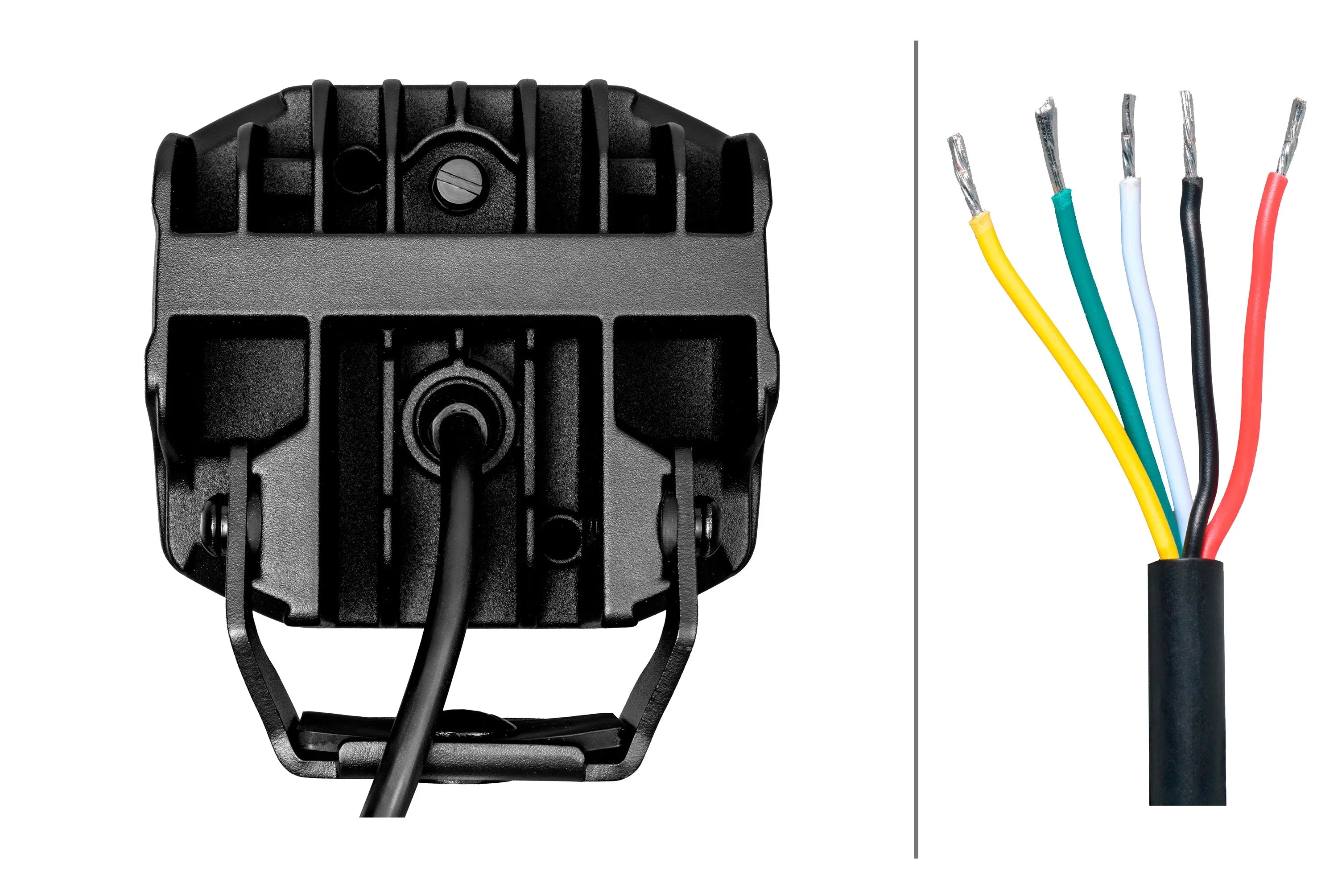 HELLA X-Treme Series LED Driving Lights with rugged aluminum housing, IP69K, auxiliary high-beam, off-road wiring detail