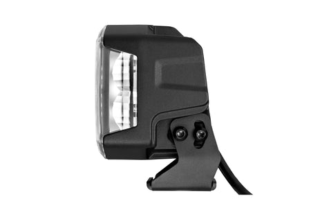 HELLA X-Treme Series LED Driving Lights in White mode with X-shape position light, rugged housing, IP69K, auxiliary high-beam, off-road