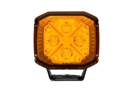 HELLA X-Treme Series LED Driving Lights in amber mode, X-shape position light, IP69K, rugged housing, auxiliary high-beam, off-road