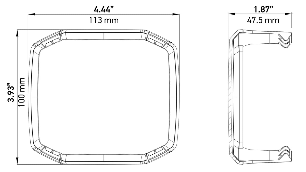 HELLA X-Treme Series LED Driving Lights technical drawing, IP69K off-road, rugged aluminum housing, auxiliary high-beam dimensions shown.