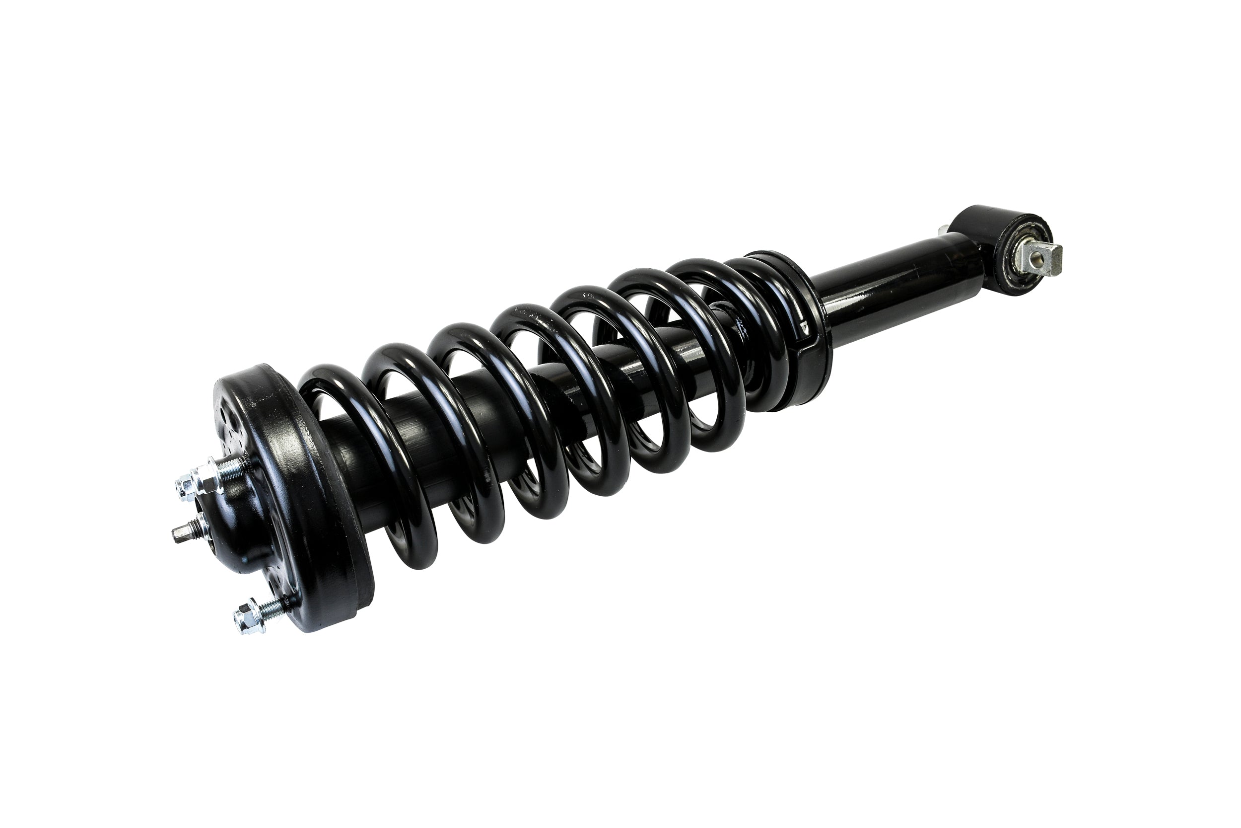 Black Hella Performance 2" leveling strut for Ford F150 (2014+), featuring a coil spring and shock absorber.