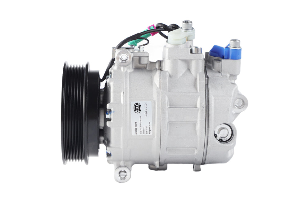HELLA, AC COMPRESSOR, AUDI, PORSCHE, VOLKSWAGEN, 911, A4, A4 QUATTRO, A6, A6 QUATTRO, A8, A8 QUATTRO, ALLROAD QUATTRO, BOXSTER, CAYMAN, PASSAT, RS6, S4, S6, S8, 1997-2009