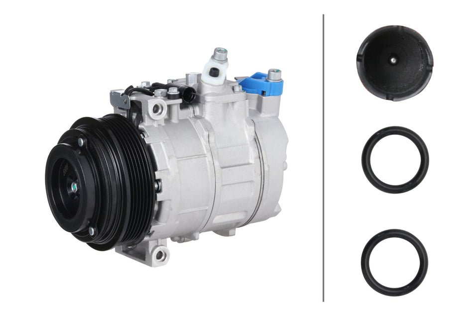 HELLA, AC COMPRESSOR, CHRYSLER, MERCEDES-BENZ, 400SE, 400SEL, 500SEC, 500SEL, C220, C230, C280, C36 AMG, C43 AMG, CL500, CLK320, CLK430, CLK55 AMG, CROSSFIRE, E300, E320, E420, E430, E55 AMG, ML320, ML430, ML55 AMG, S420, S500, SLK230, SLK320, 1992-2008