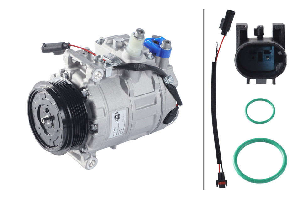 HELLA, AC COMPRESSOR, MERCEDES-BENZ, C240, C320, CL500, CL55 AMG, CLK320, CLS500, CLS55 AMG, CLS550, E320, E350, E500, E55 AMG, E550, GL450, GL550, ML350, ML500, ML550, R350, R500, S350, S430, S500, S55 AMG, SL500, SL55 AMG, 2000-2012
