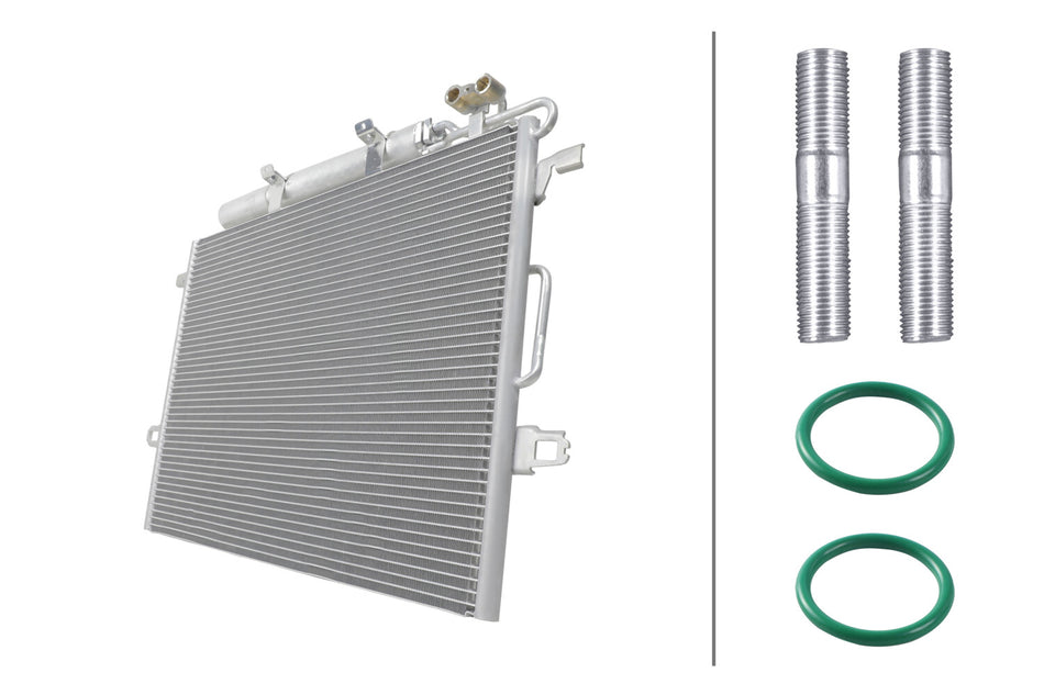 HELLA, AC CONDENSER, MERCEDES-BENZ, CL600, CLS500, CLS55 AMG, E320, E350, E500, E55 AMG, 2003-2009