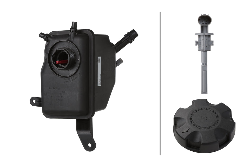 HELLA, ENGINE COOLANT RESERVOIR, BMW, 525I, 525XI, 528I, 528I XDRIVE, 528XI, 530I, 530XI, 535I, 535I GT, 535I XDRIVE, 535XI, 545I, 550I, 645CI, 650I, 2004-2010