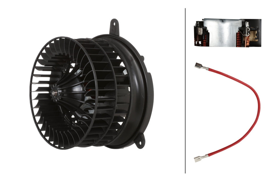 HELLA, HVAC BLOWER MOTOR, MERCEDES-BENZ, C220, C230, C280, C36 AMG, C43 AMG, CLK320, CLK430, CLK55 AMG, SLK230, SLK32 AMG, SLK320, 1996-2004