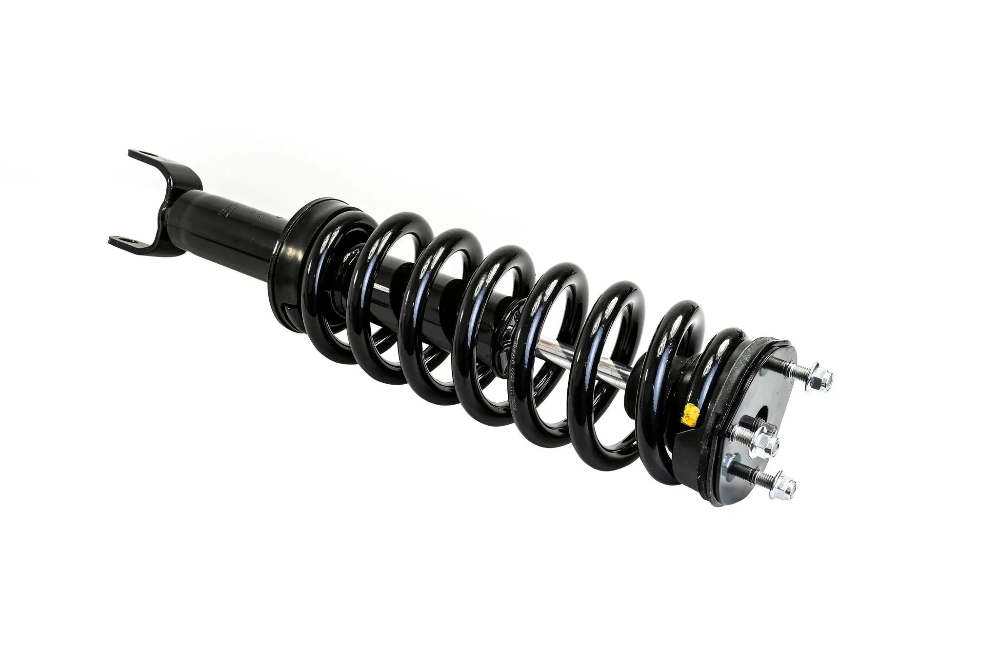 HELLA Performance 2" Leveling Strut for RAM 1500 (2009-2018) — diagonal-right view of black coilover shock with heavy-duty coil spring