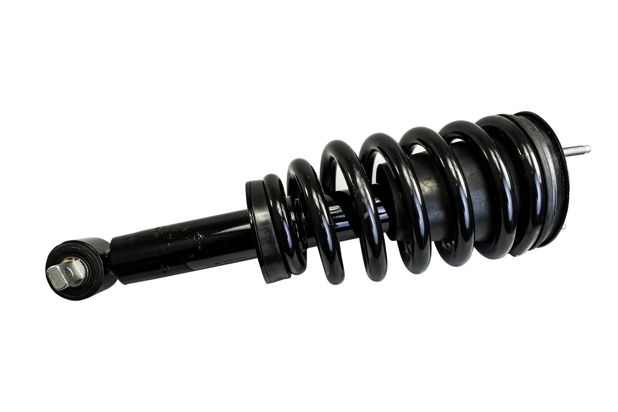 HELLA Performance 2" Leveling Strut for Chevy/GM 1500 (2007-2018) — diagonal-left view of black coilover shock with coil spring