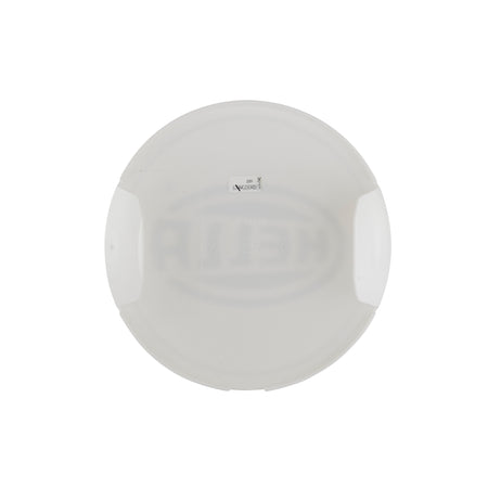 White, translucent HELLA Rallye 4000 Compact Cover with embossed HELLA logo and part number.