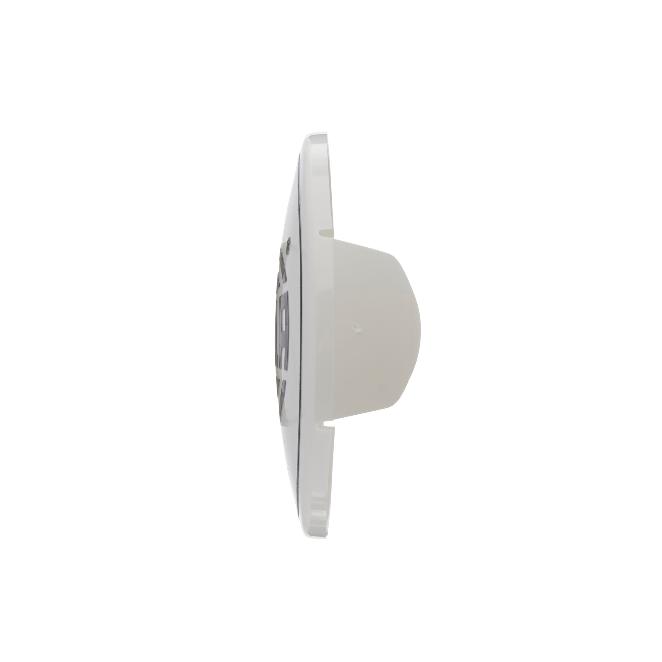 White HELLA Rallye 4000 Compact Cover, impact-resistant, with black branding, shown from the side.