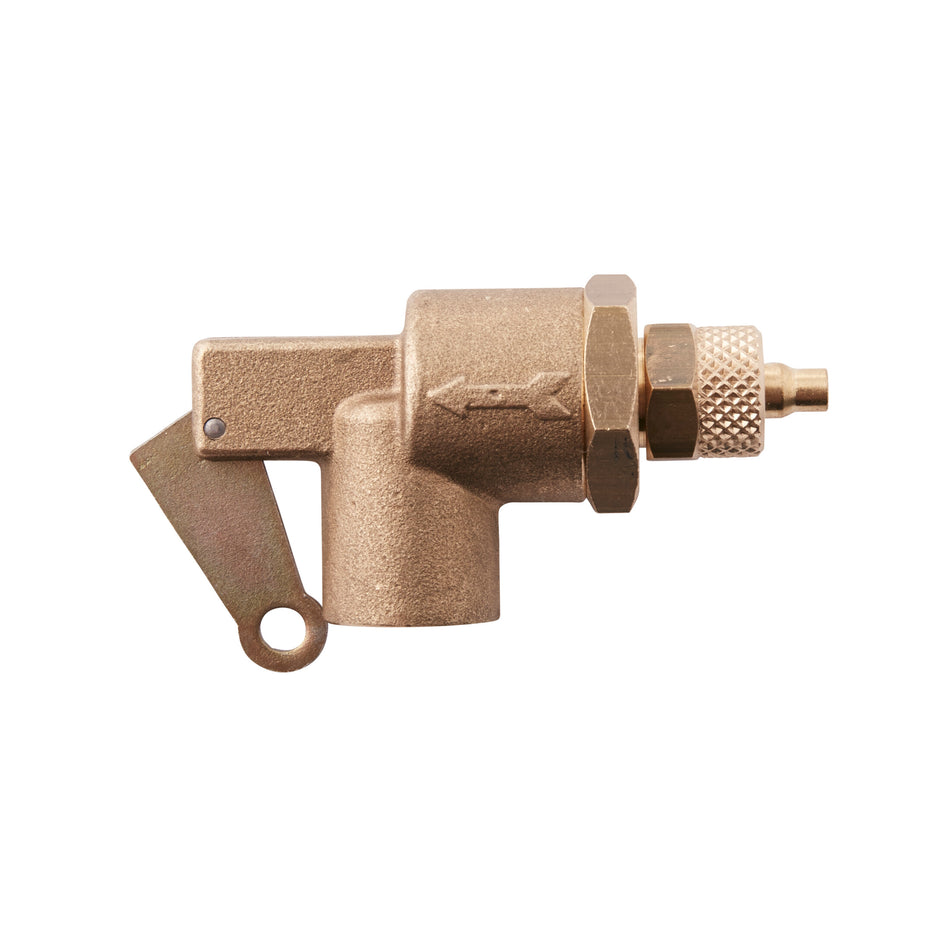 Bronze hand-operated valve with a pull-actuation lever and threaded connection, for klaxon or switch.