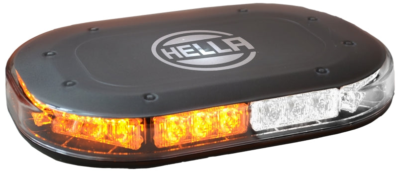 HELLA MLB 100 LED light bar with dark gray housing, amber and clear warning lights.