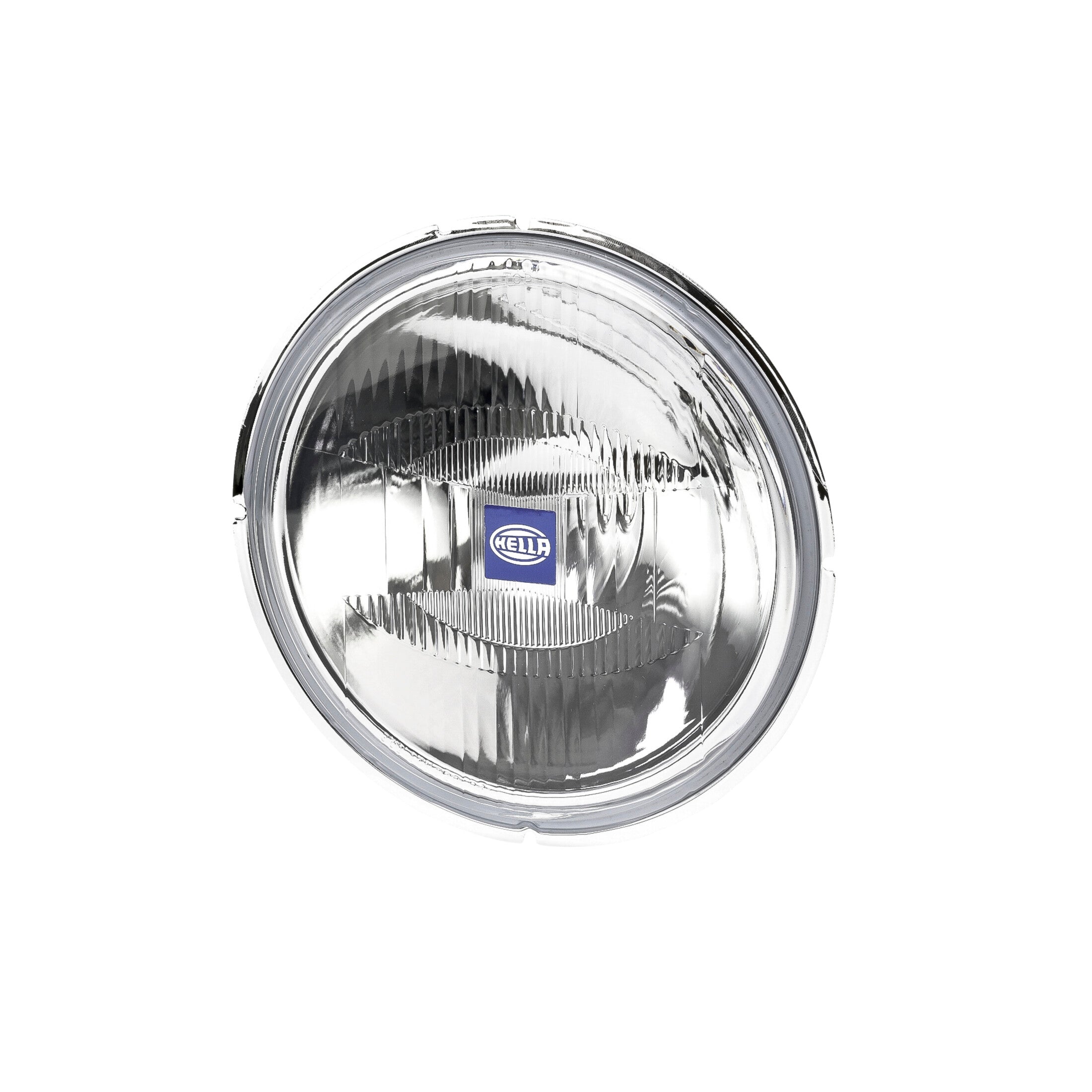 Rallye 4000 Series driving beam insert with clear lens, chrome trim, and blue HELLA logo.