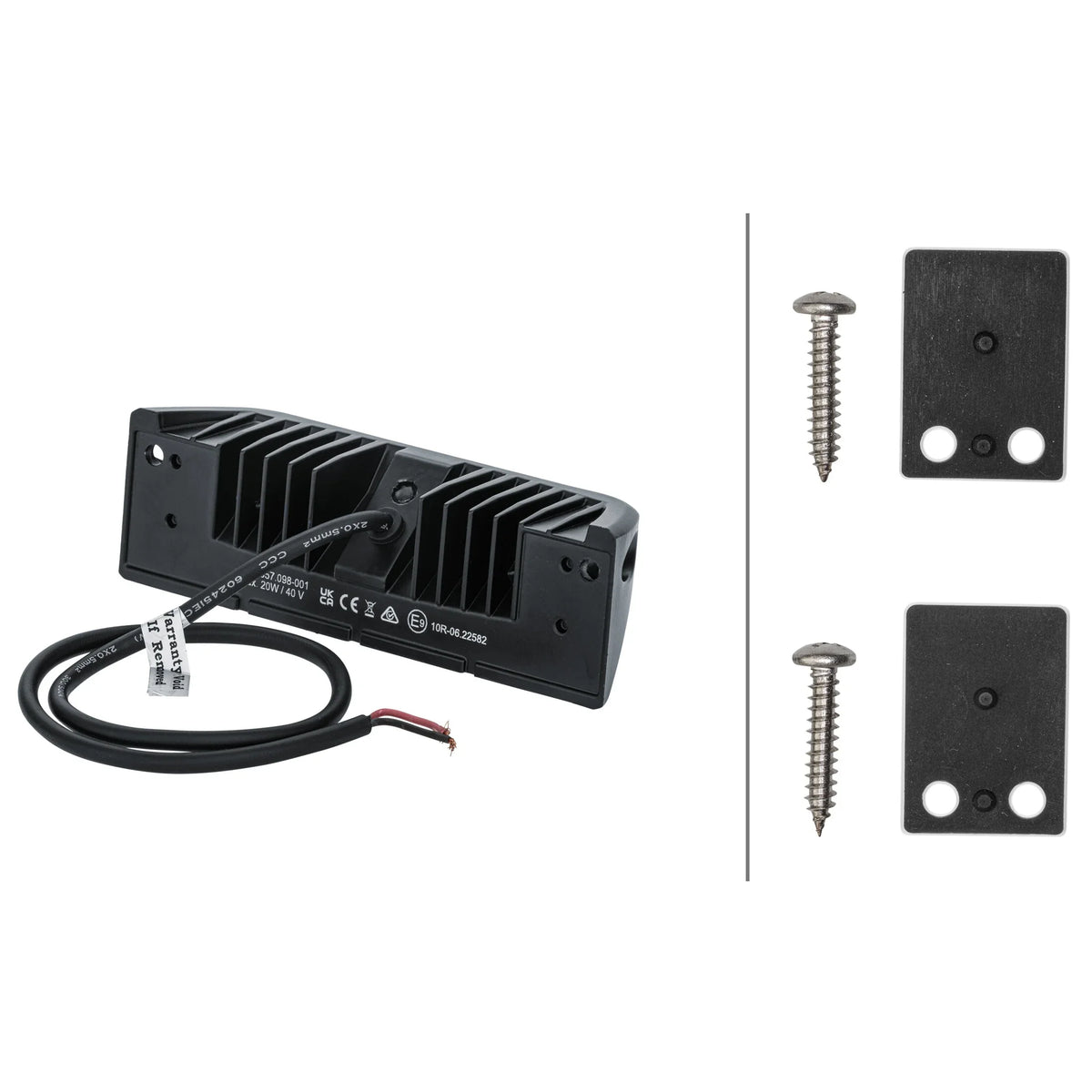 HELLA X-Treme Series LED Driving Lights IP69K auxiliary high-beam, rugged aluminum housing, rear view with mounting hardware for off-road use.