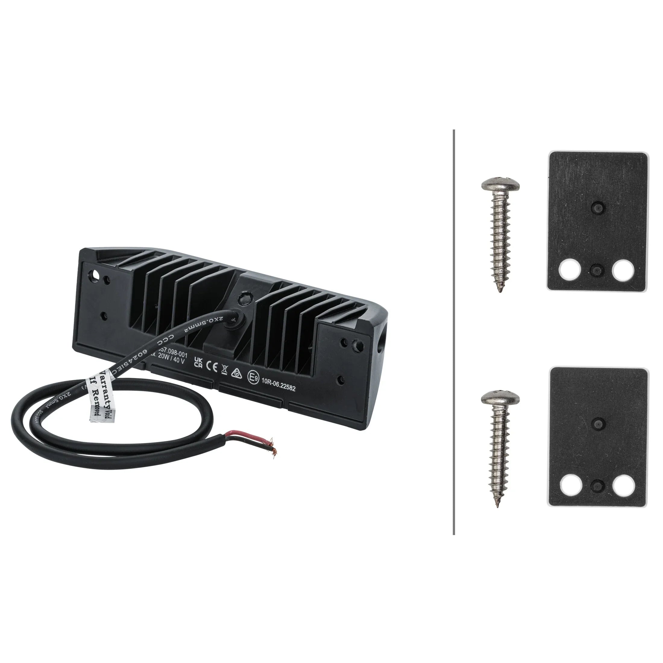 HELLA X-Treme Series LED Driving Lights IP69K auxiliary high-beam, rugged aluminum housing, rear view with mounting hardware for off-road use.