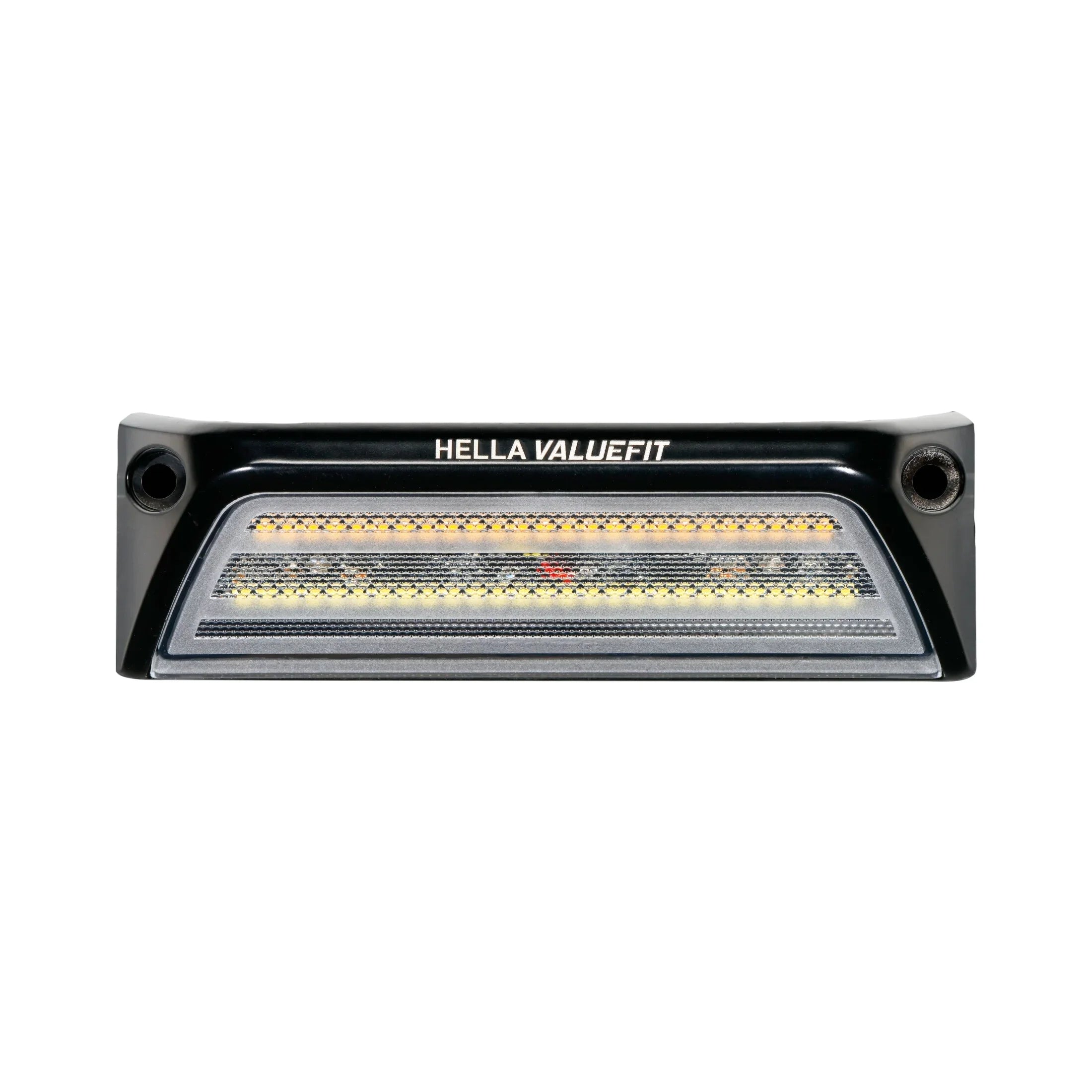 HELLA X-Treme Series LED Driving Lights in white mode with X-shape position light, IP69K, rugged aluminum housing, auxiliary high-beam, for off-road
