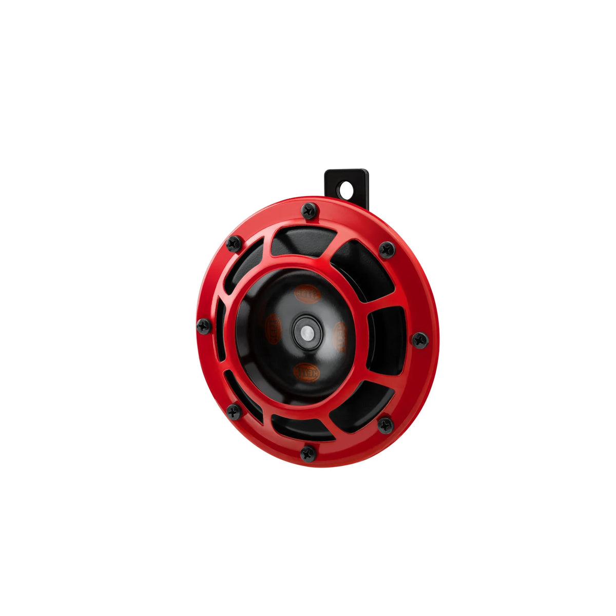 HELLA X-Treme Series LED Driving Light with IP69K rating, rugged red housing, and X-shape position light for off-road auxiliary high-beam.