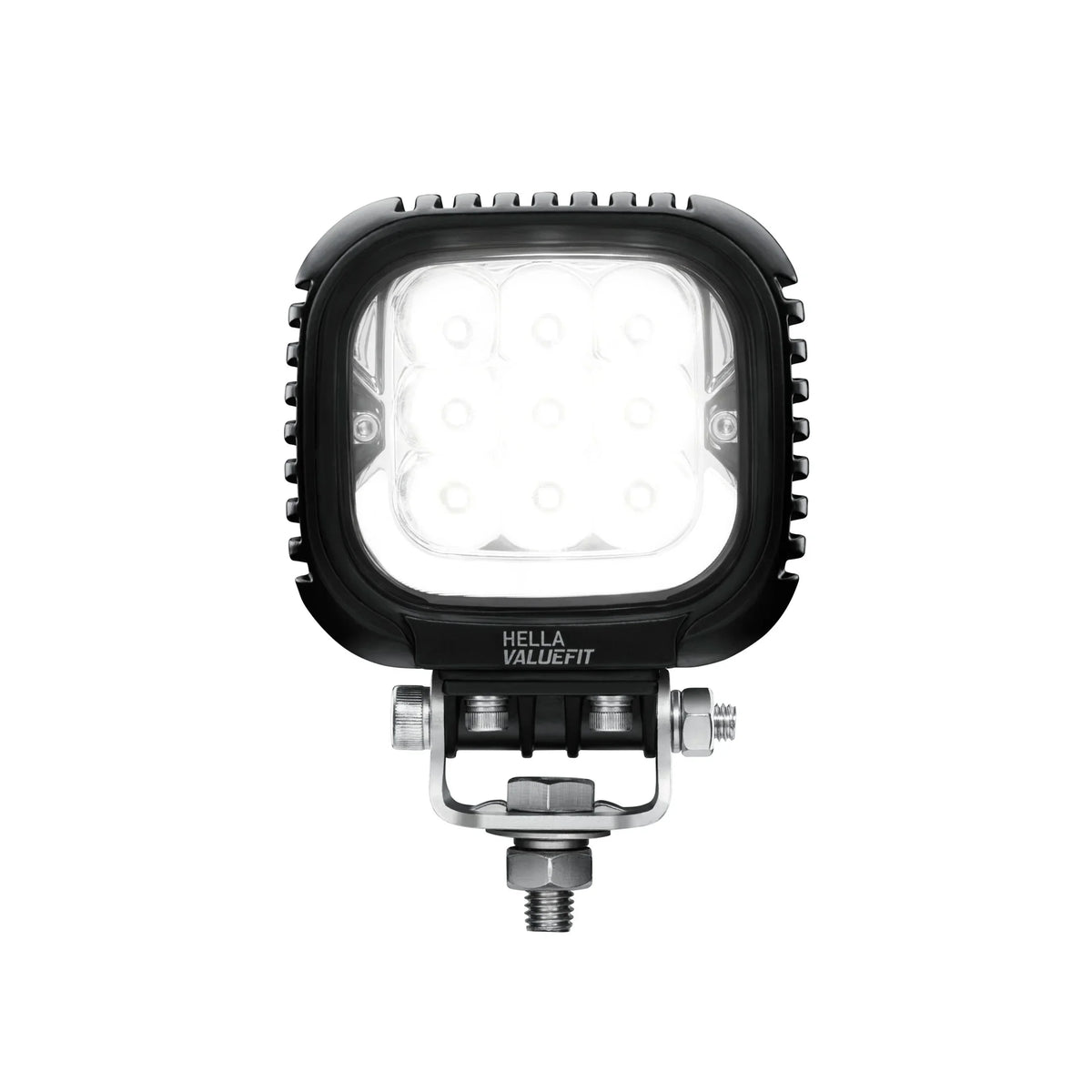 HELLA X-Treme Series LED Driving Lights in white mode, X-shape position light, rugged housing, IP69K, auxiliary high-beam, off-road