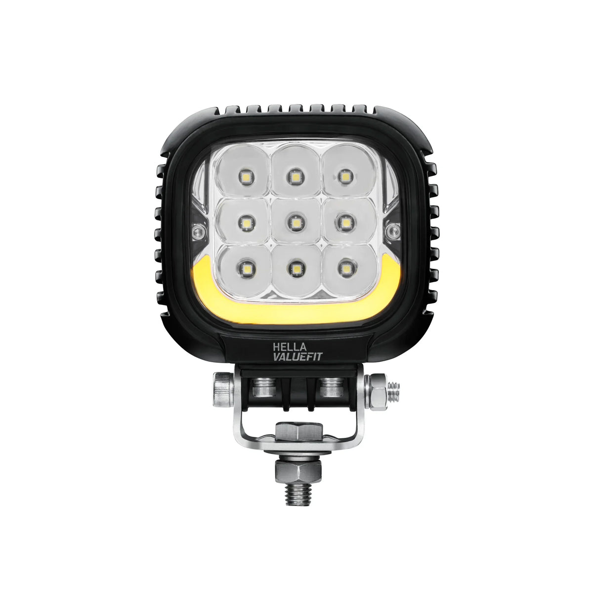 HELLA X-Treme Series LED Driving Lights auxiliary high-beam, amber X-shape position light, IP69K, rugged aluminum housing