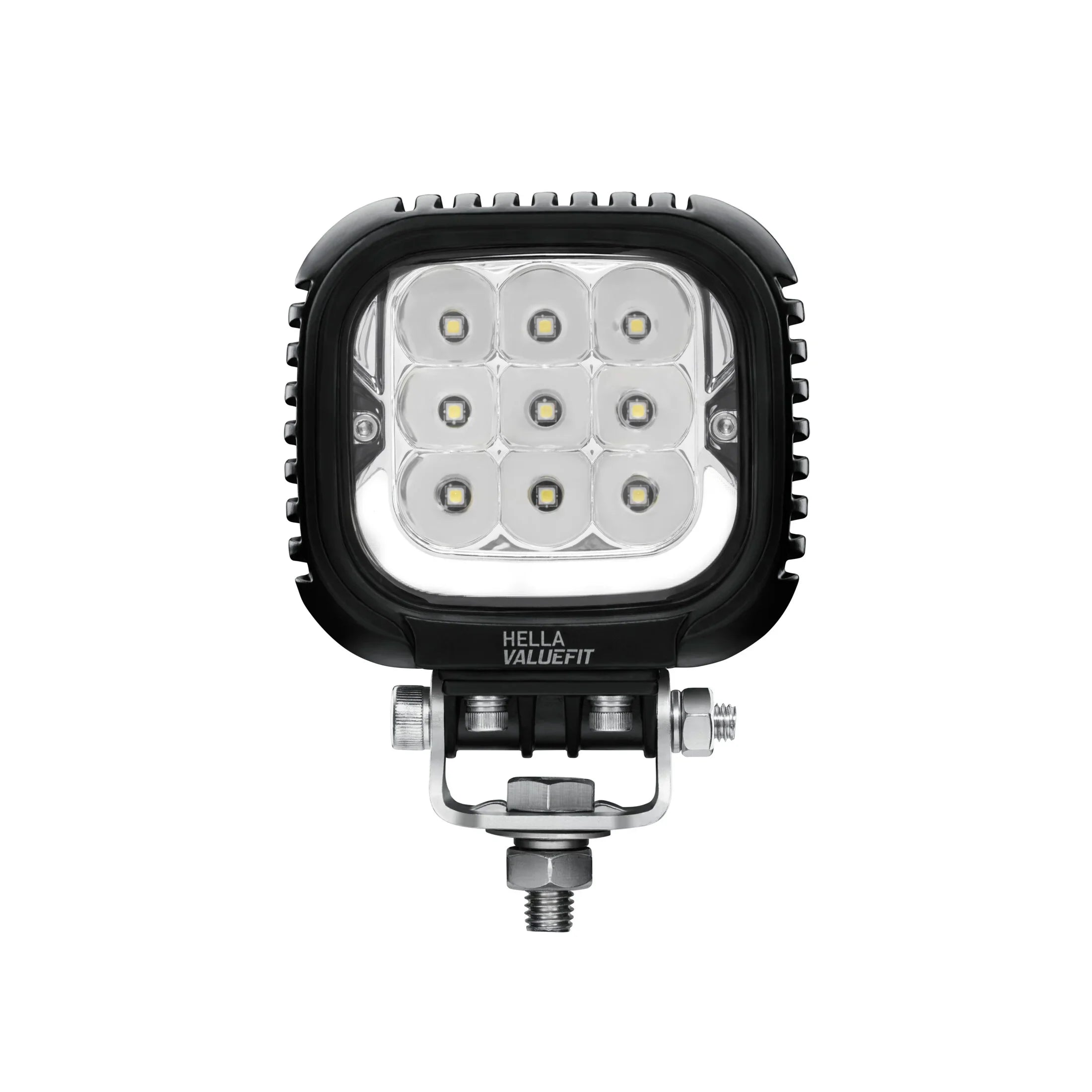 HELLA X-Treme Series LED Driving Lights, white X-shape position light, IP69K, rugged aluminum housing, auxiliary high-beam, off-road