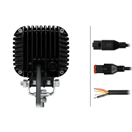 HELLA X-Treme Series LED Driving Lights rear view, rugged aluminum housing, IP69K, auxiliary high-beam, off-road
