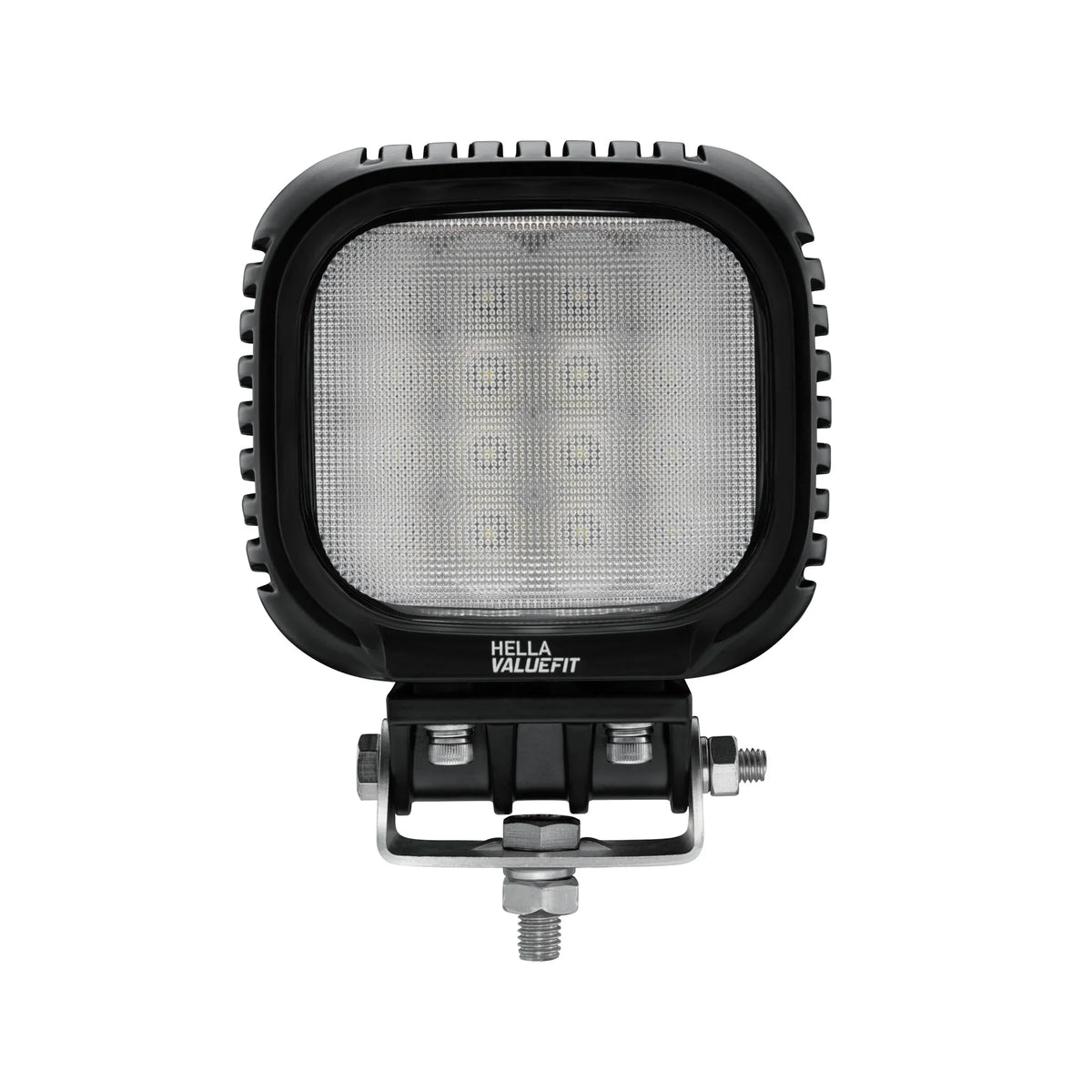 HELLA X-Treme Series LED Driving Lights in white mode, IP69K rugged aluminum housing, auxiliary high-beam, clear lens.