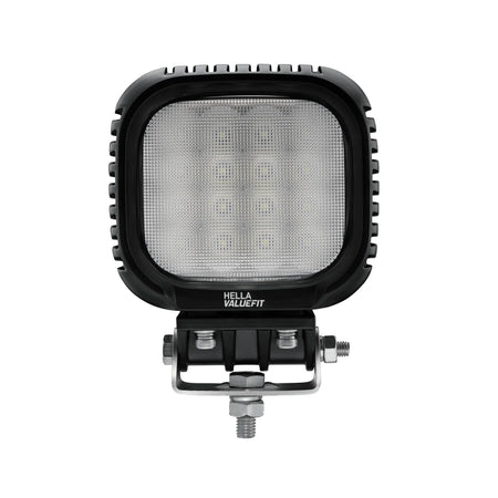 HELLA X-Treme Series LED Driving Lights in white mode, IP69K rugged aluminum housing, auxiliary high-beam, clear lens.