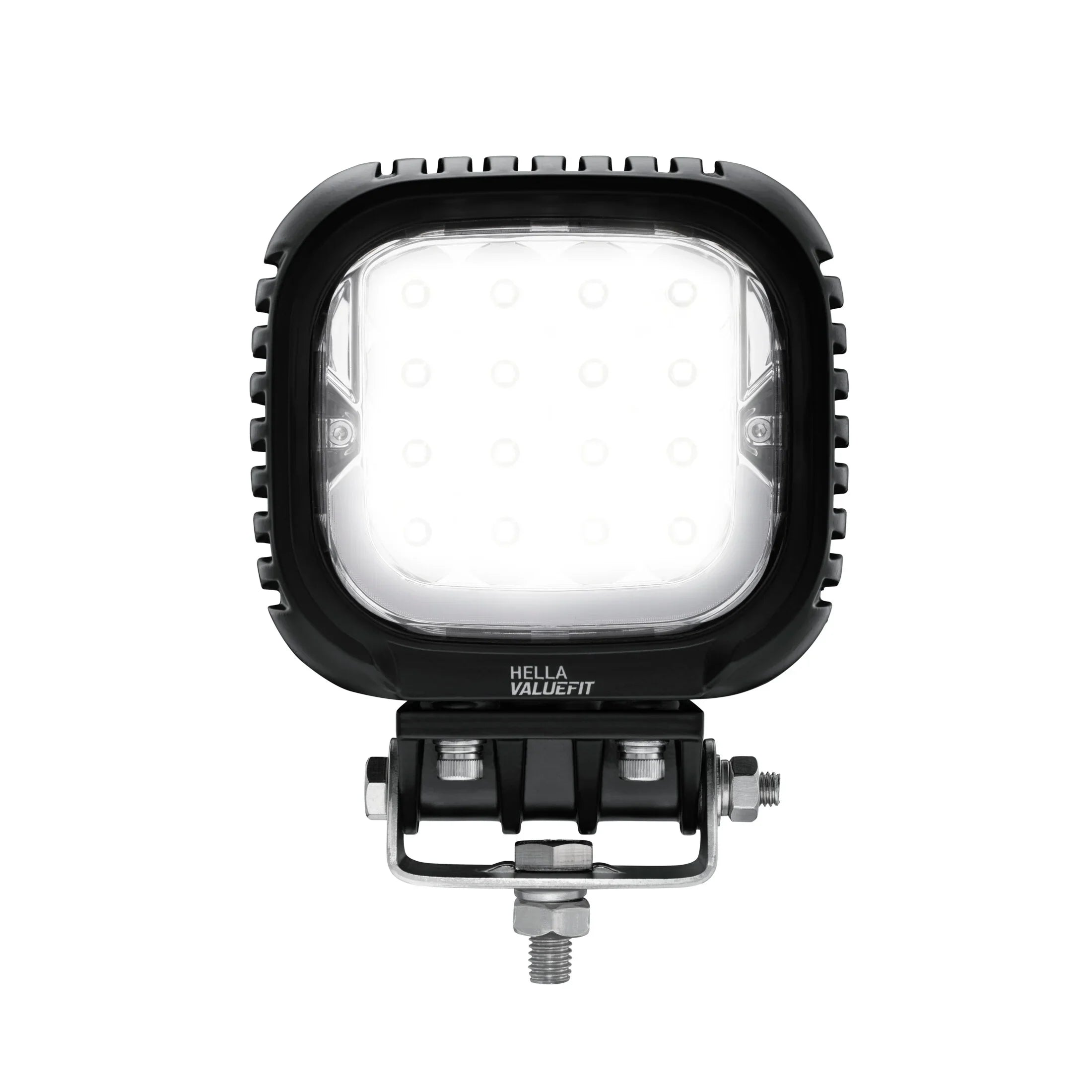 HELLA X-Treme Series LED Driving Light in white mode, IP69K, rugged aluminum housing, auxiliary high-beam.