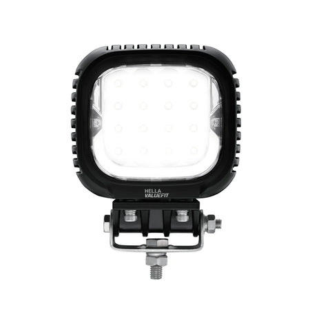 HELLA X-Treme Series LED Driving Lights in white mode with X-shape position light, IP69K, rugged housing, auxiliary high-beam, off-road