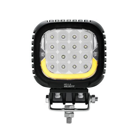 HELLA X-Treme Series LED Driving Light in amber X-shape mode, IP69K, rugged housing, auxiliary high-beam, off-road