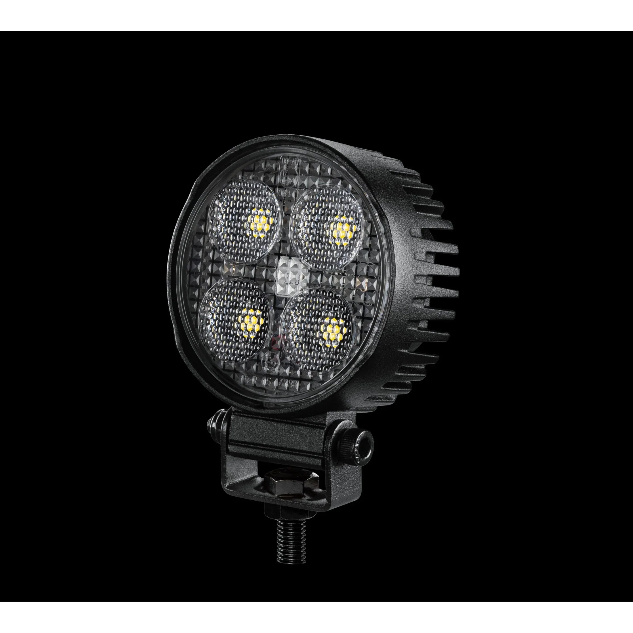 HELLA X-Treme Series LED Driving Lights in White mode with X-shape position light, IP69K rugged aluminum housing, auxiliary high-beam for off-road