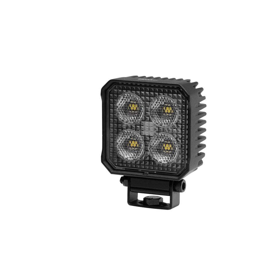 HELLA X-Treme Series LED Driving Lights in White mode, IP69K, X-shape position light, rugged housing, auxiliary high-beam, off-road ready.